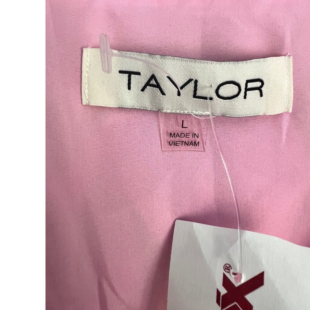 Taylor Pink Green Floral Ruffle Tiered Fit and Flare Dress Size Large NWT - Picture 5 of 9